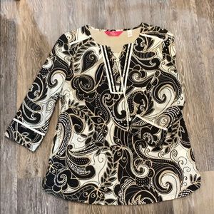 Pappagallo PM Tunic in Black, White and Tan